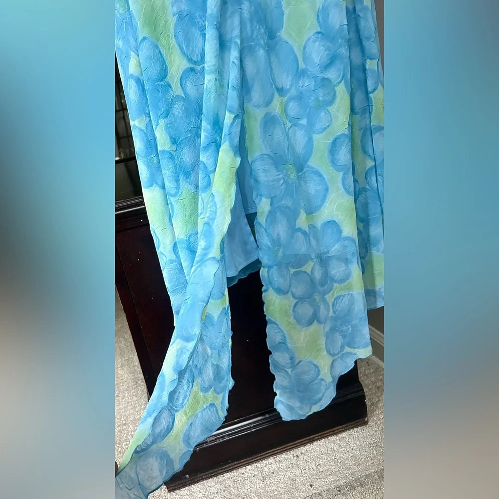 Y2K BE SMART Asymmetric Cowl Slip Maxi Dress Fairy Mermaid Coquette Floral Sz M - Picture 10 of 16